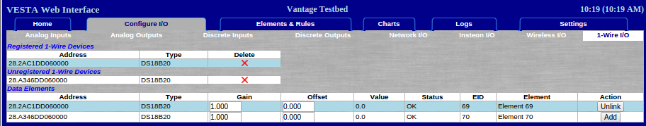 Screenshot of 1-Wire I/O in Configure I/O tab