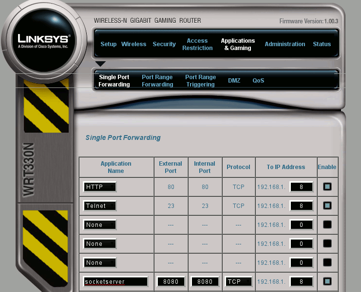 A screenshot of forwarding a port using portforward.com